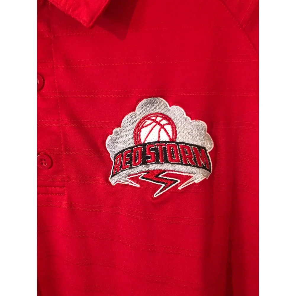 Red Strom Polo Shirt Mens Large Red Short Sleeve Casual Golf Performance Top - Picture 2 of 4
